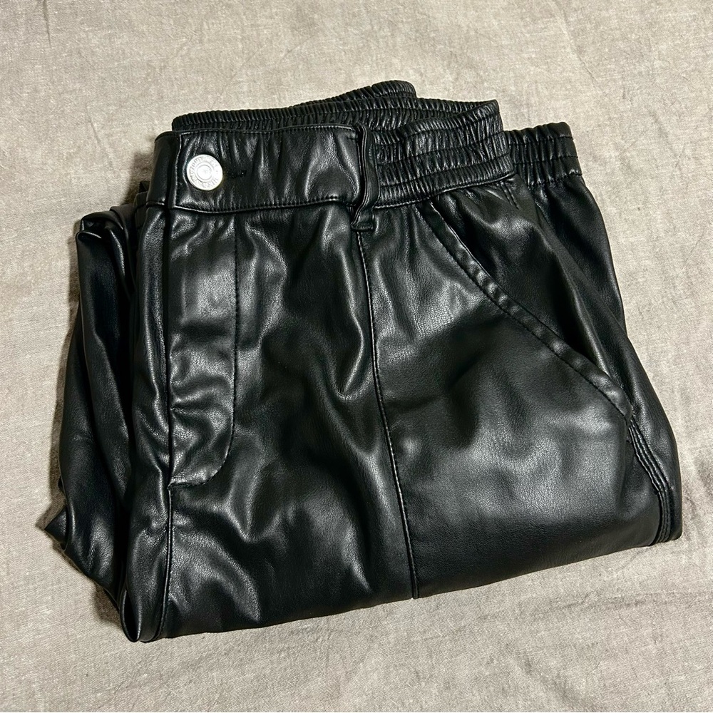 Bershka Women's Faux Leather Black Pants